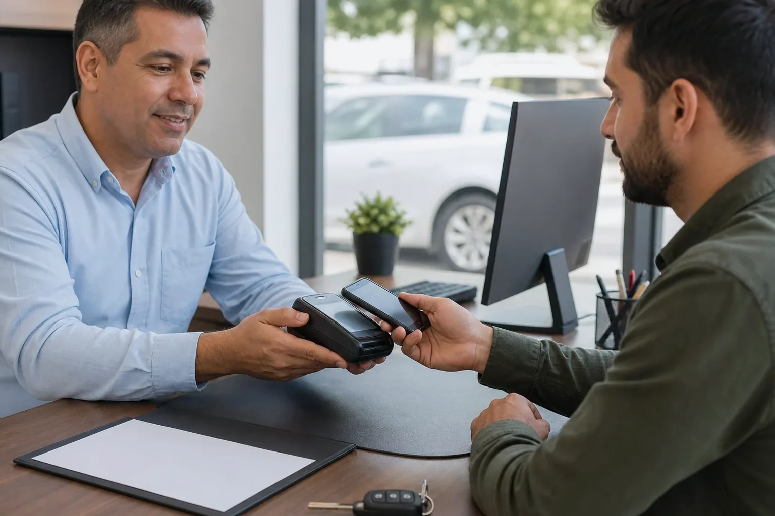 Despachante em Jequié ajudando cliente a pagar débitos veiculares.