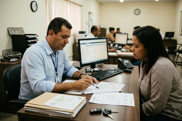 Despachante em Jequié auxiliando cliente na regularização de veículo.